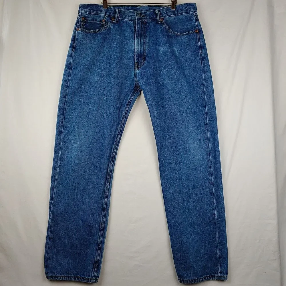 Levis 505 Jeans Mens 37x30.5 (Tagged 38x32) Blue Regular‎ Fit Straight Leg Denim